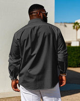 Men's Plus Size Business Large Plaid Long Sleeve Shirt